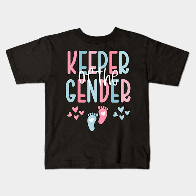 Keeper Of The Gender Reveal Announcement Baby Shower party Kids T-Shirt by Eduardo